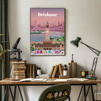 Brisbane Landmarks Illustration Travel Poster PosterGoat