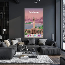 Brisbane Landmarks Illustration Travel Poster PosterGoat
