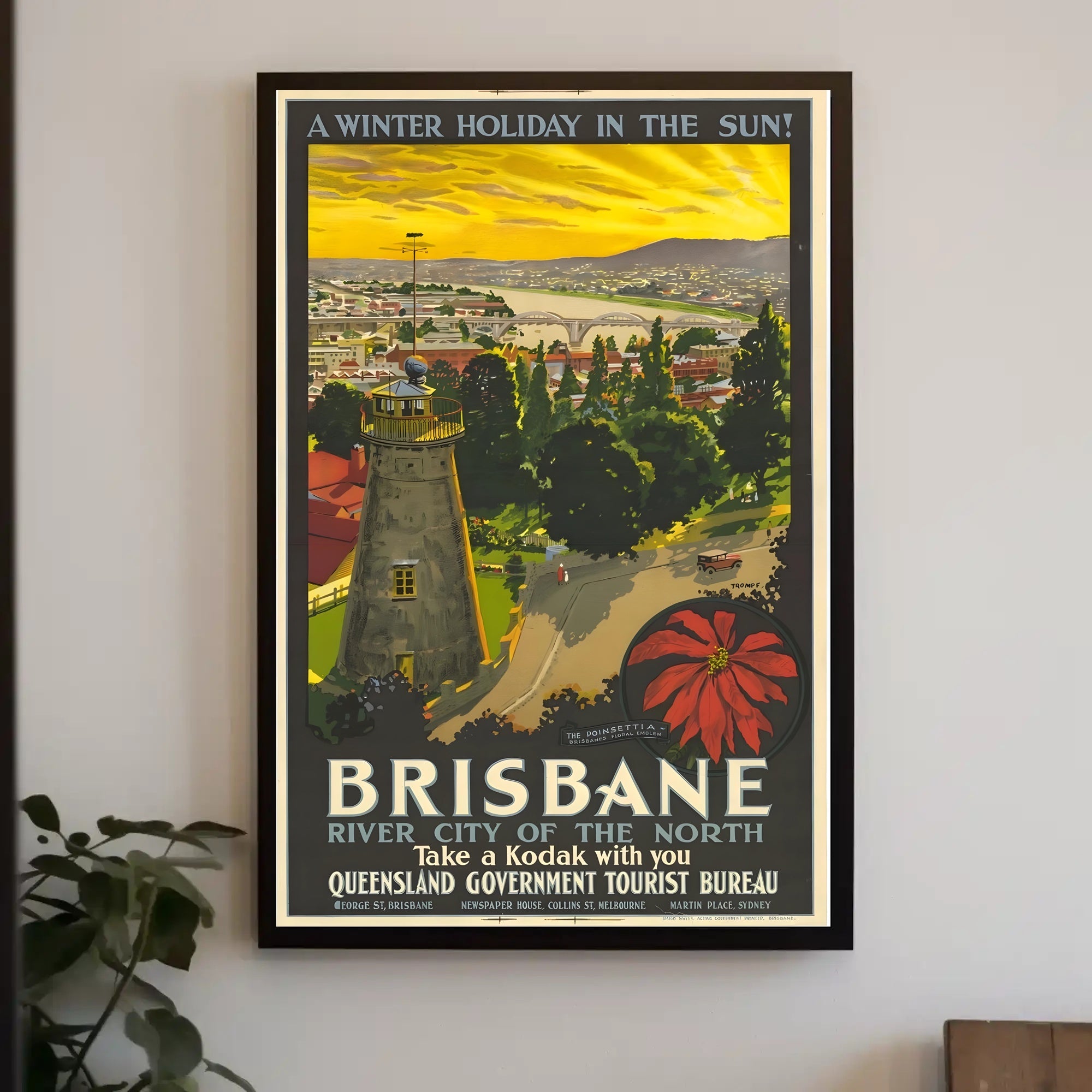 Brisbane River City Vintage Travel Poster PosterGoat