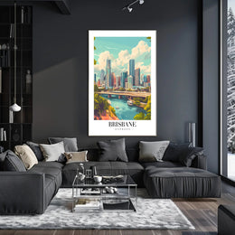 Brisbane Skyline Serenity Urban or Cityscape Poster PosterGoat