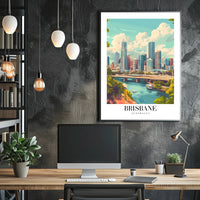 Brisbane Skyline Serenity Urban or Cityscape Poster PosterGoat