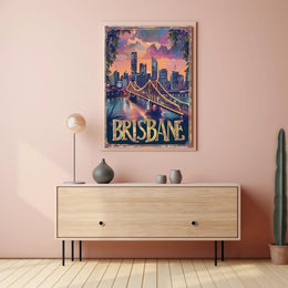 Brisbane Skyline Twilight Adventure Urban or Cityscape Poster PosterGoat