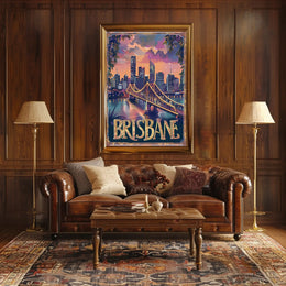 Brisbane Skyline Twilight Adventure Urban or Cityscape Poster PosterGoat