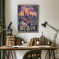 Brisbane Skyline Twilight Adventure Urban or Cityscape Poster PosterGoat