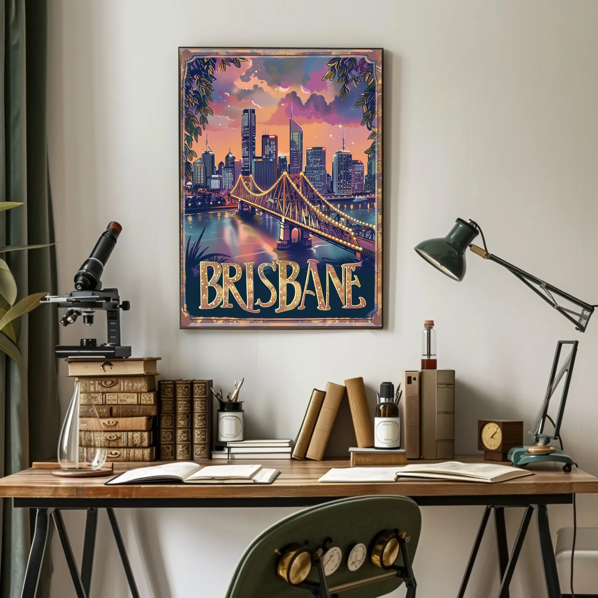 Brisbane Skyline Twilight Adventure Urban or Cityscape Poster PosterGoat