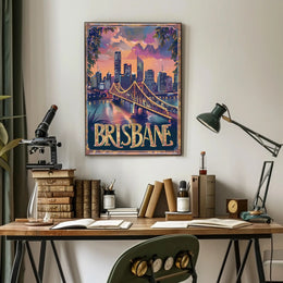 Brisbane Skyline Twilight Adventure Urban or Cityscape Poster PosterGoat