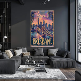Brisbane Skyline Twilight Adventure Urban or Cityscape Poster PosterGoat
