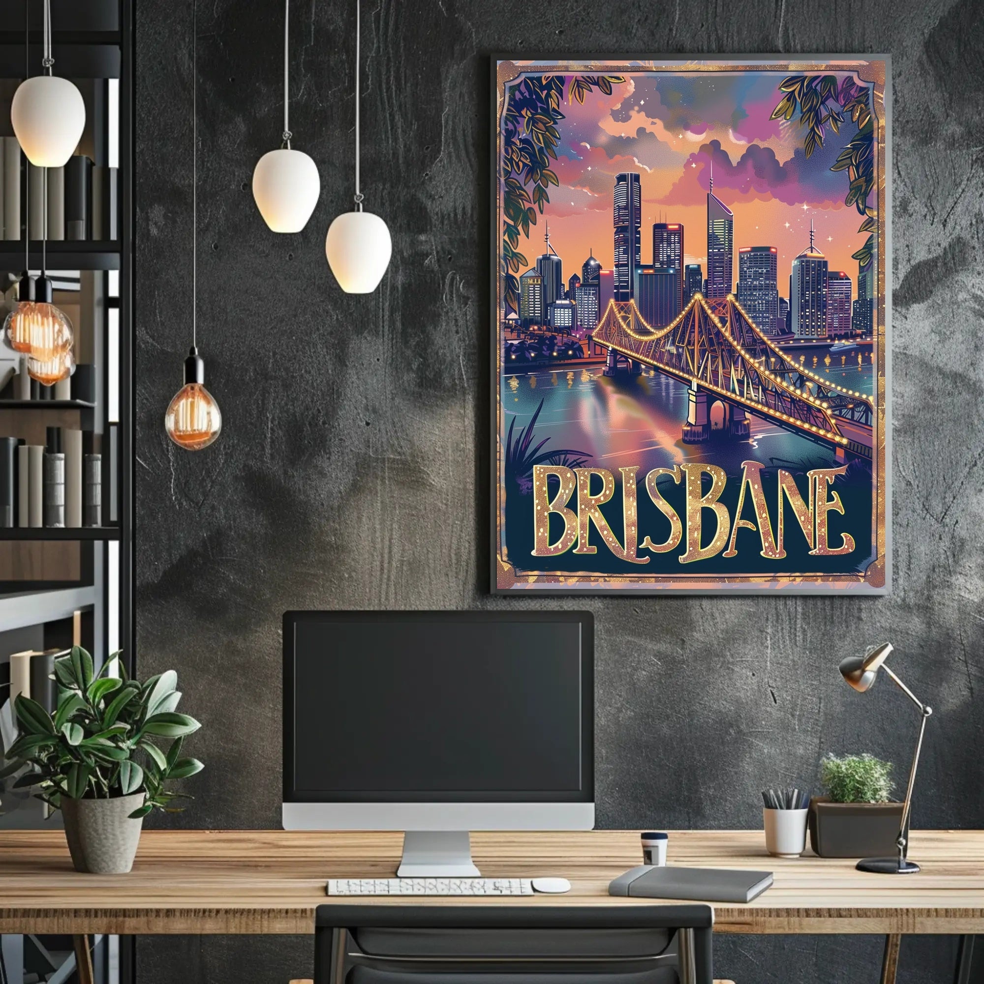 Brisbane Skyline Twilight Adventure Urban or Cityscape Poster PosterGoat