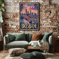 Brisbane Skyline Twilight Adventure Urban or Cityscape Poster PosterGoat