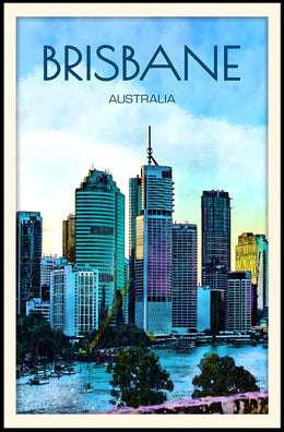 Brisbane Skyline Vibrant Cityscape Travel Poster PosterGoat