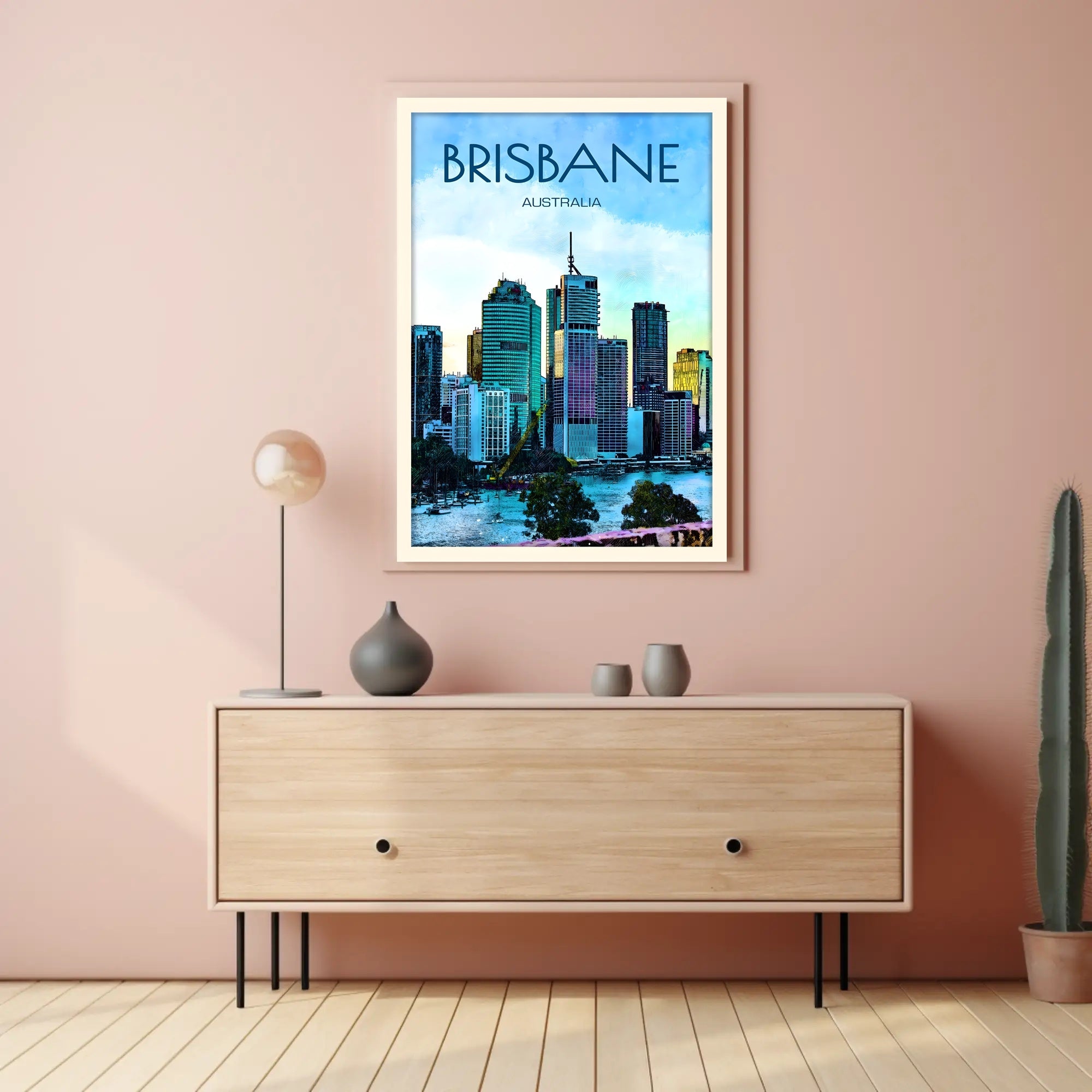 Brisbane Skyline Vibrant Cityscape Travel Poster PosterGoat