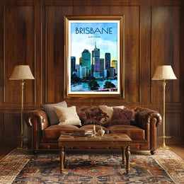 Brisbane Skyline Vibrant Cityscape Travel Poster PosterGoat
