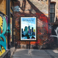 Brisbane Skyline Vibrant Cityscape Travel Poster PosterGoat