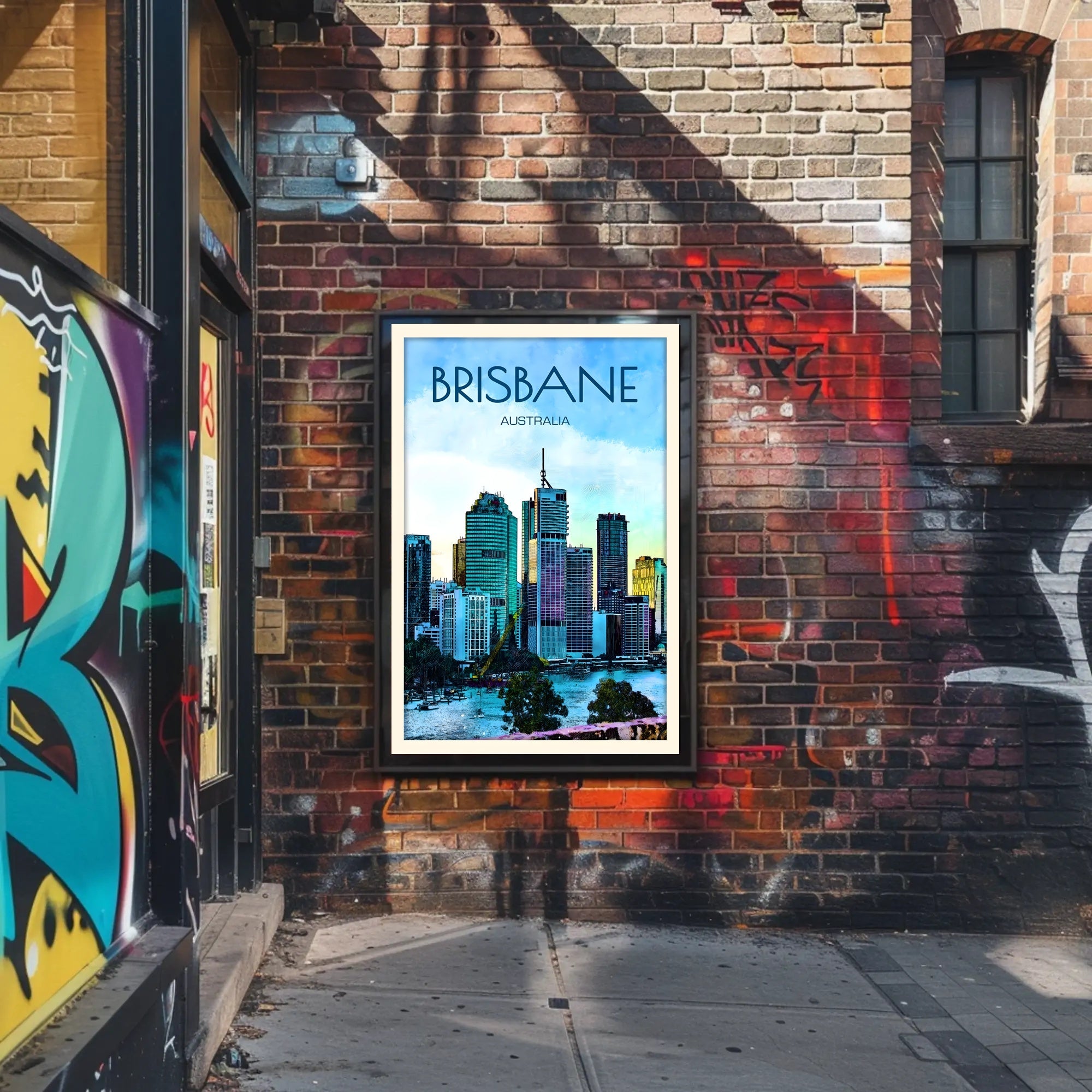 Brisbane Skyline Vibrant Cityscape Travel Poster PosterGoat