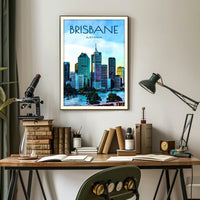 Brisbane Skyline Vibrant Cityscape Travel Poster PosterGoat