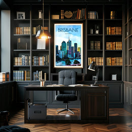 Brisbane Skyline Vibrant Cityscape Travel Poster PosterGoat