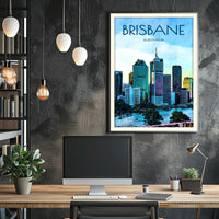 Brisbane Skyline Vibrant Cityscape Travel Poster PosterGoat