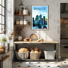 Brisbane Skyline Vibrant Cityscape Travel Poster PosterGoat