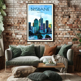 Brisbane Skyline Vibrant Cityscape Travel Poster PosterGoat