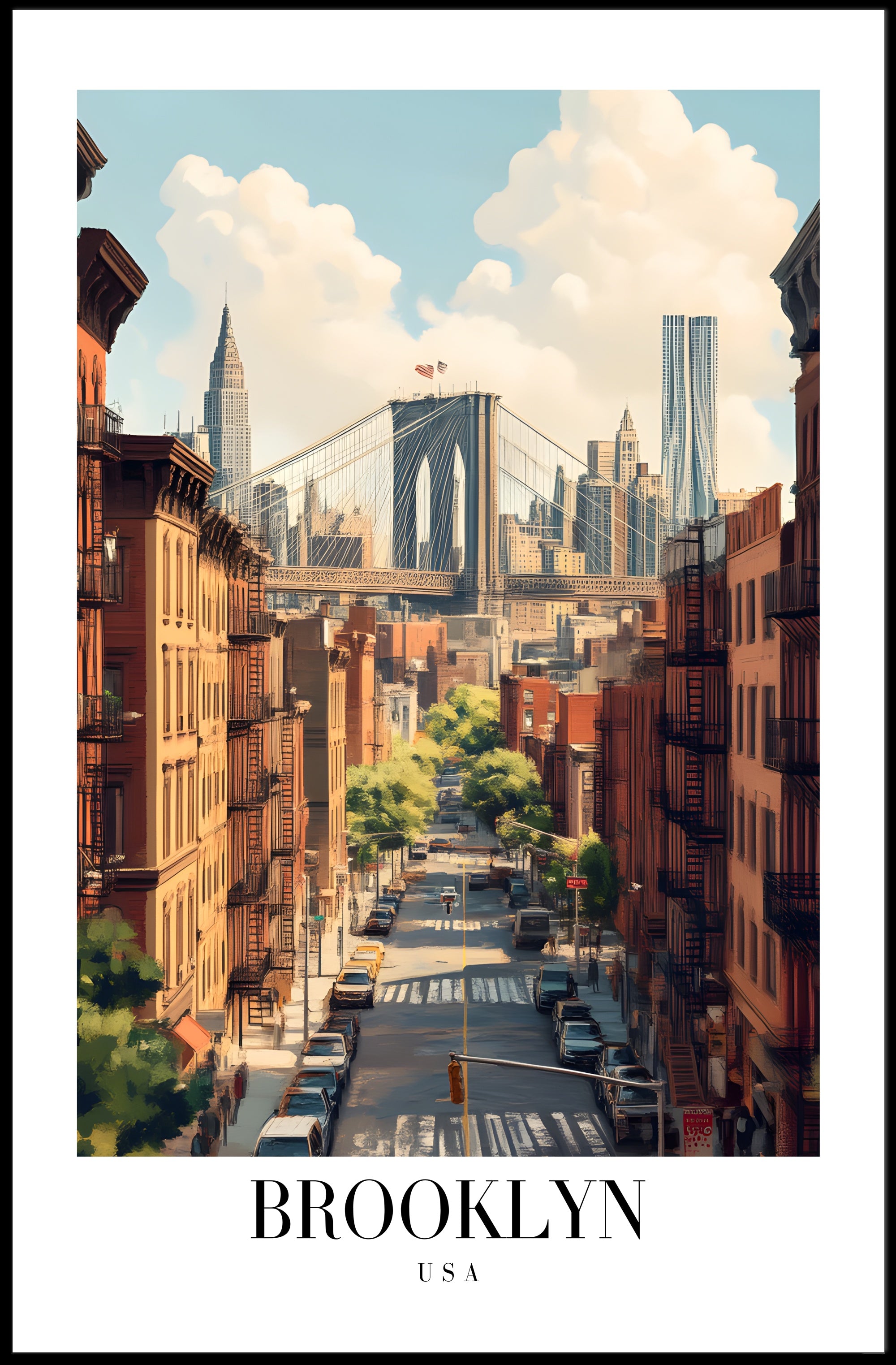 Brooklyn Bridge Cityscape View Urban or Cityscape Poster PosterGoat
