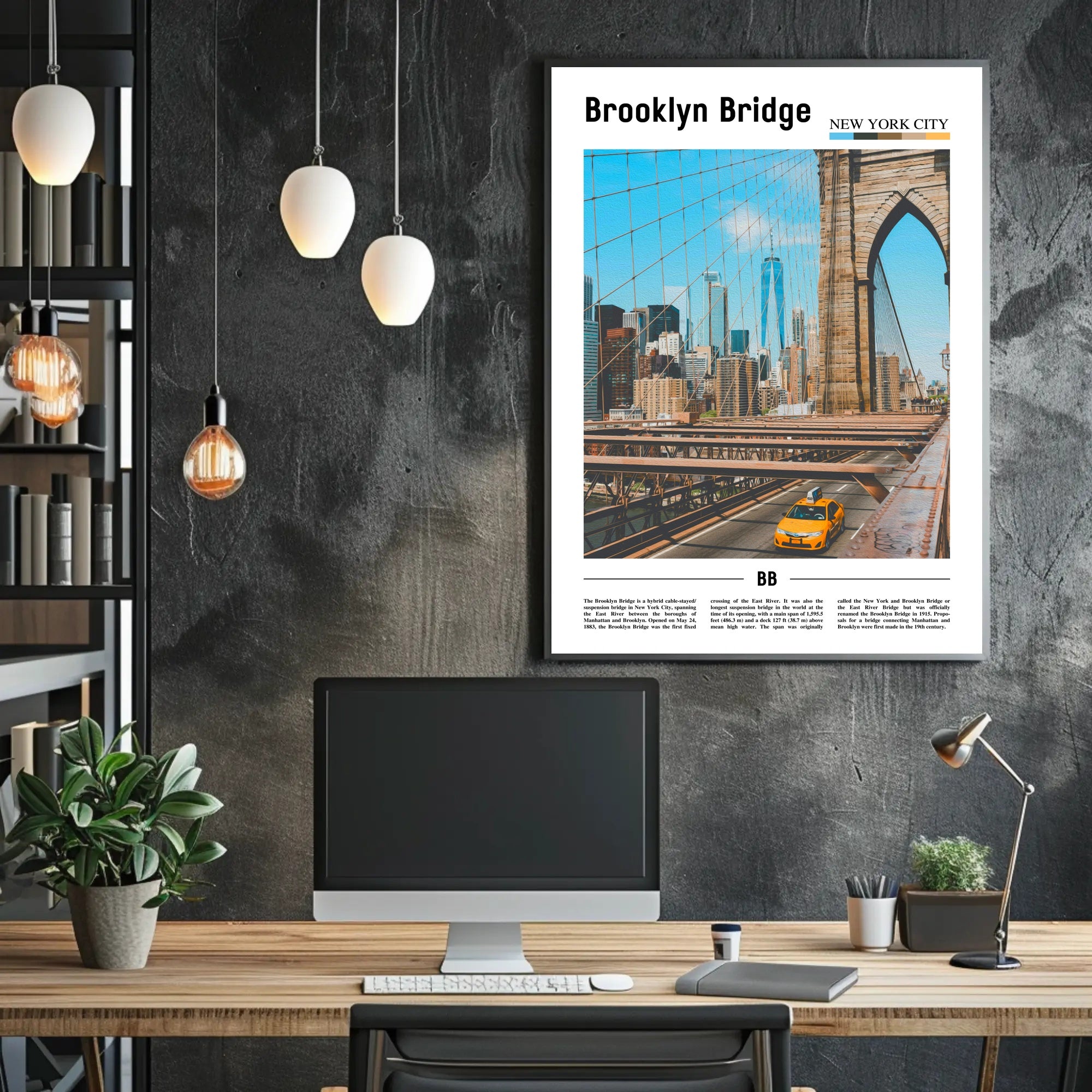 Brooklyn Bridge Modern Cityscape Urban Travel Poster PosterGoat