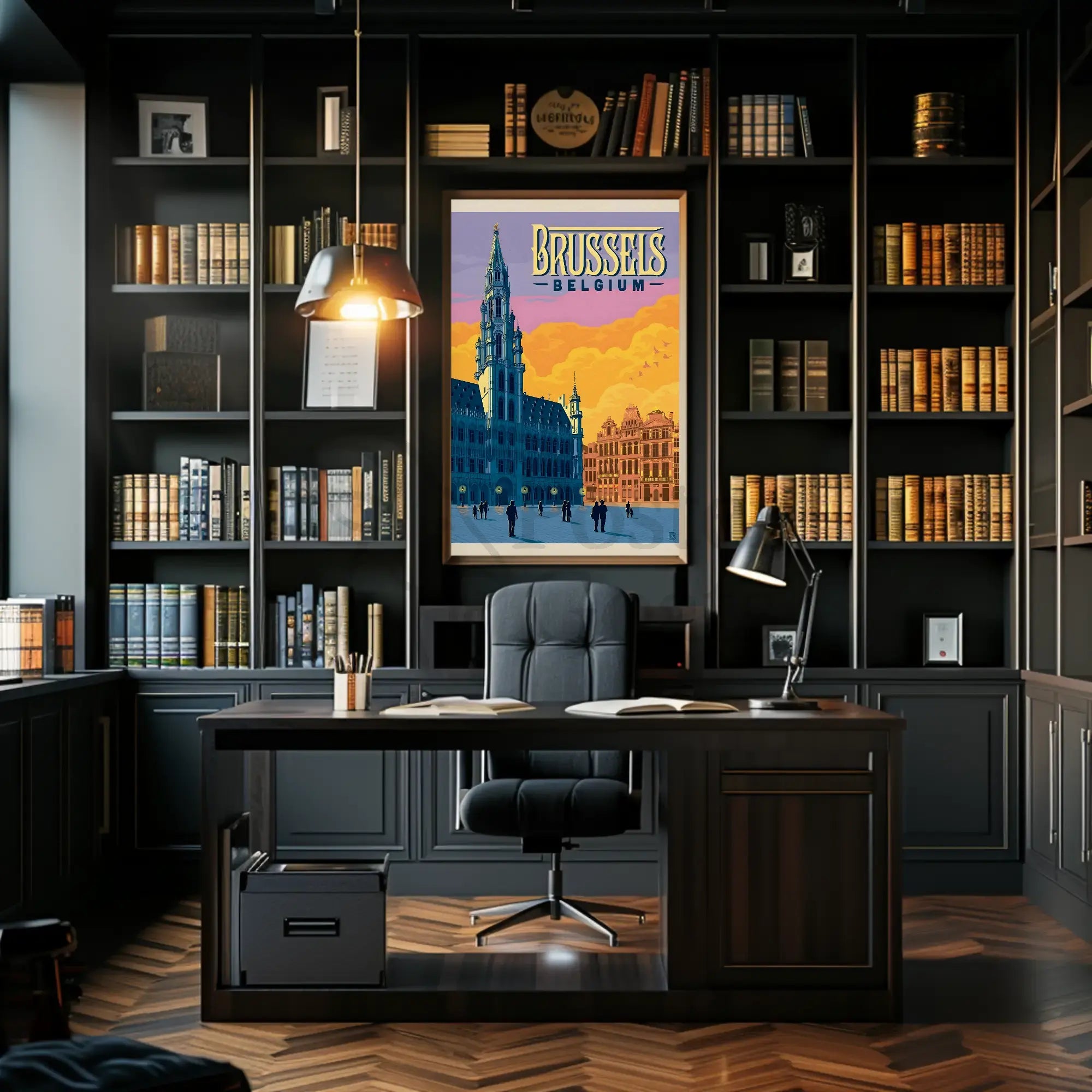 Brussels Grand Place Vintage Travel Poster PosterGoat