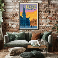 Brussels Grand Place Vintage Travel Poster PosterGoat