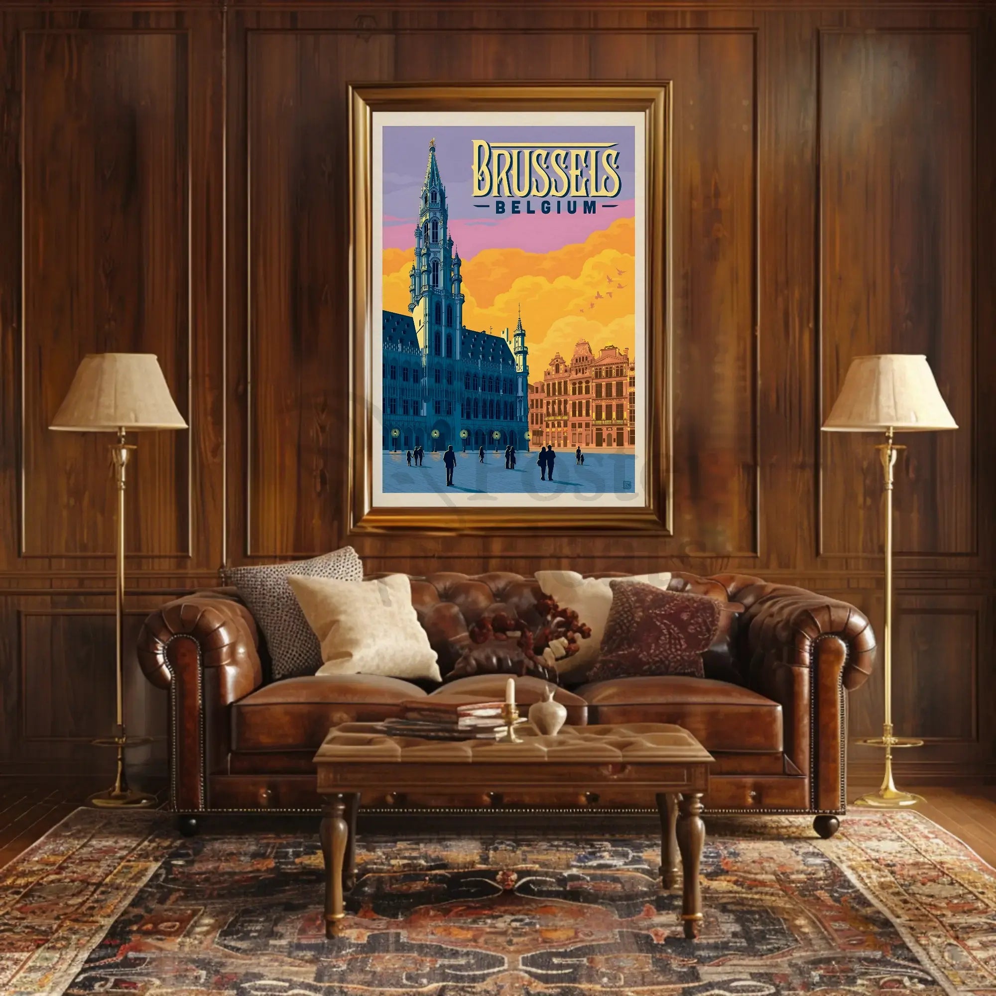 Brussels Grand Place Vintage Travel Poster PosterGoat