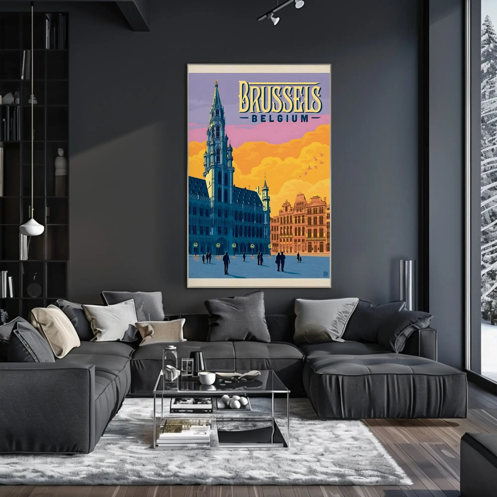 Brussels Grand Place Vintage Travel Poster PosterGoat