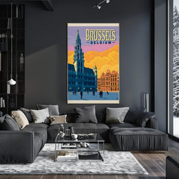 Brussels Grand Place Vintage Travel Poster PosterGoat