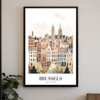 Brussels Rooftops Vintage European Architecture Urban or Cityscape Poster PosterGoat