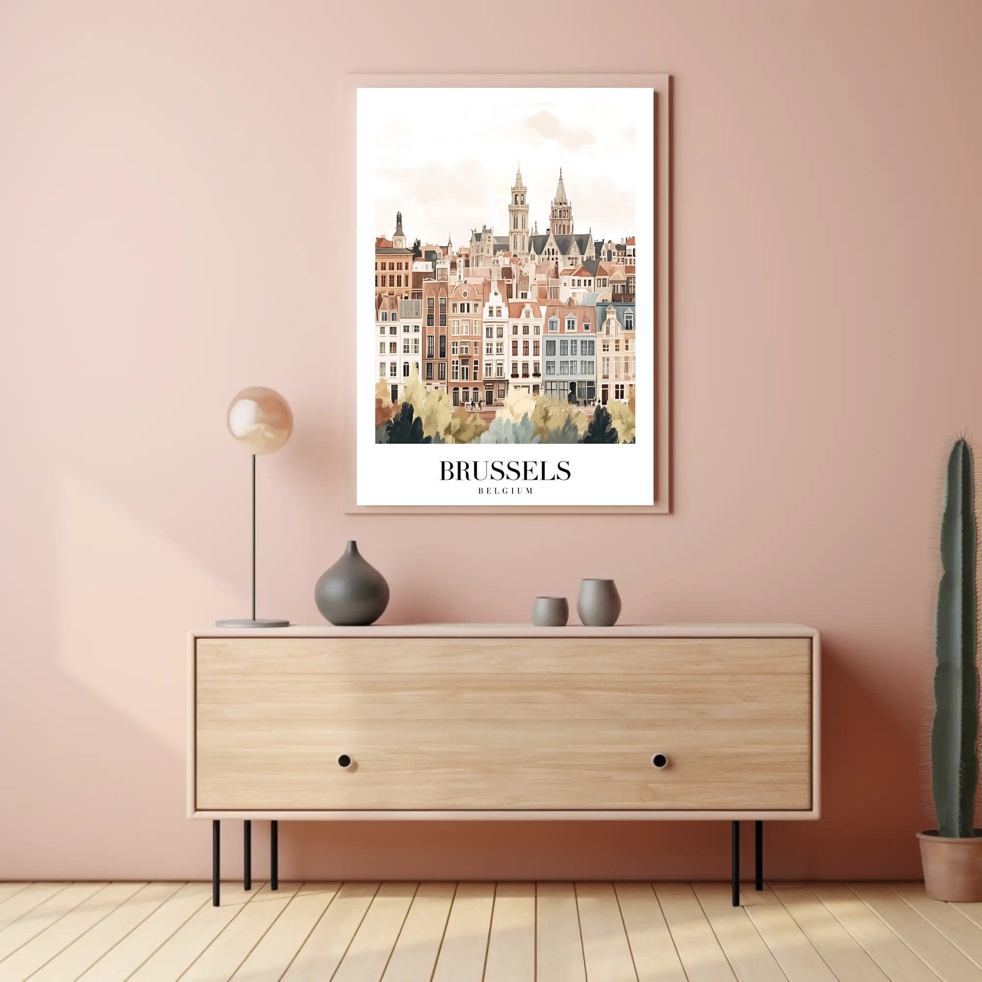 Brussels Rooftops Vintage European Architecture Urban or Cityscape Poster PosterGoat