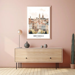 Brussels Rooftops Vintage European Architecture Urban or Cityscape Poster PosterGoat