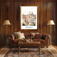 Brussels Rooftops Vintage European Architecture Urban or Cityscape Poster PosterGoat