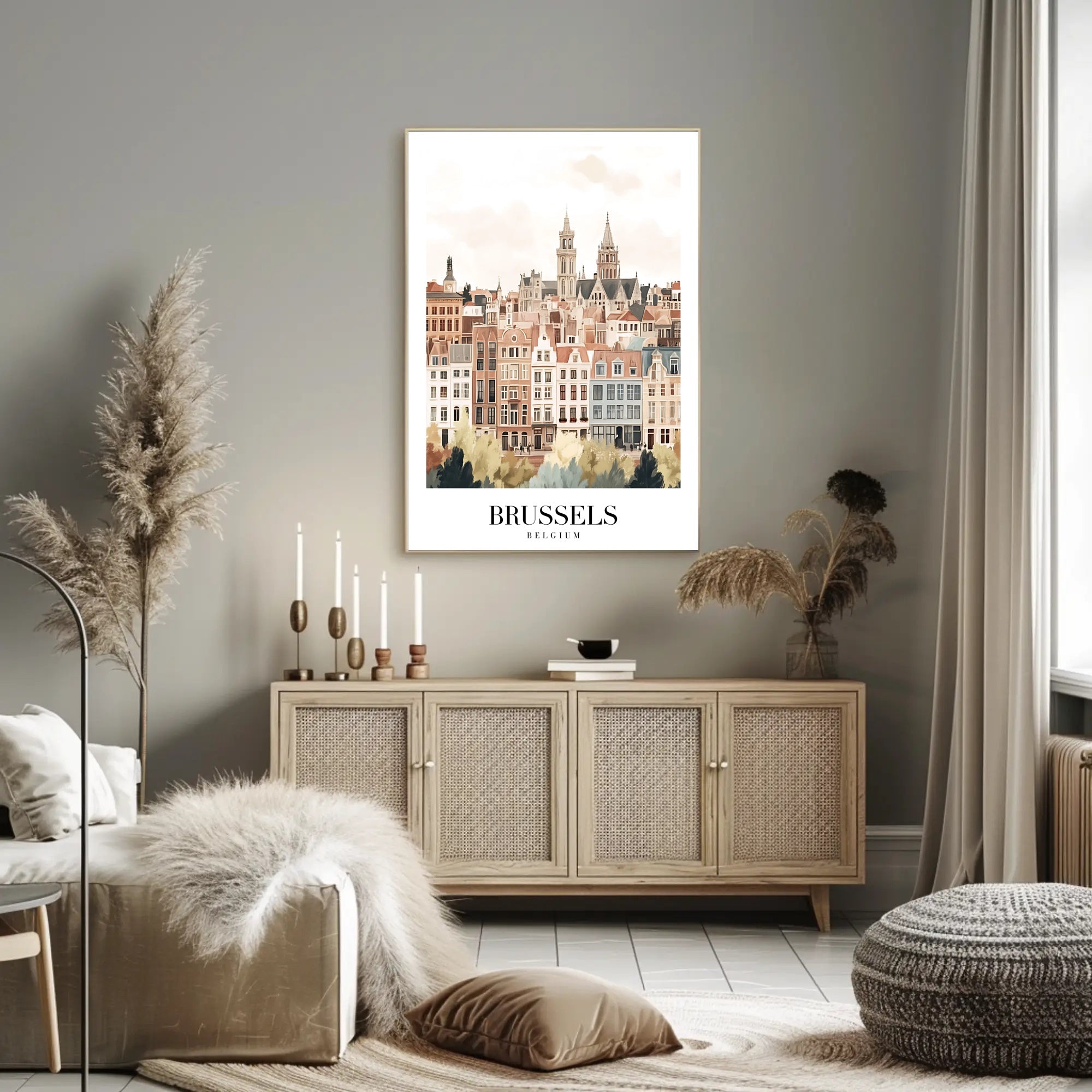 Brussels Rooftops Vintage European Architecture Urban or Cityscape Poster PosterGoat
