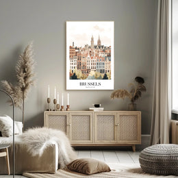 Brussels Rooftops Vintage European Architecture Urban or Cityscape Poster PosterGoat