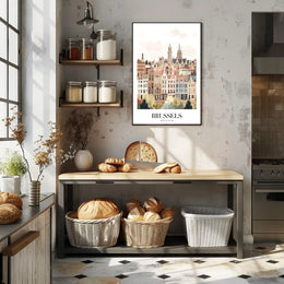 Brussels Rooftops Vintage European Architecture Urban or Cityscape Poster PosterGoat