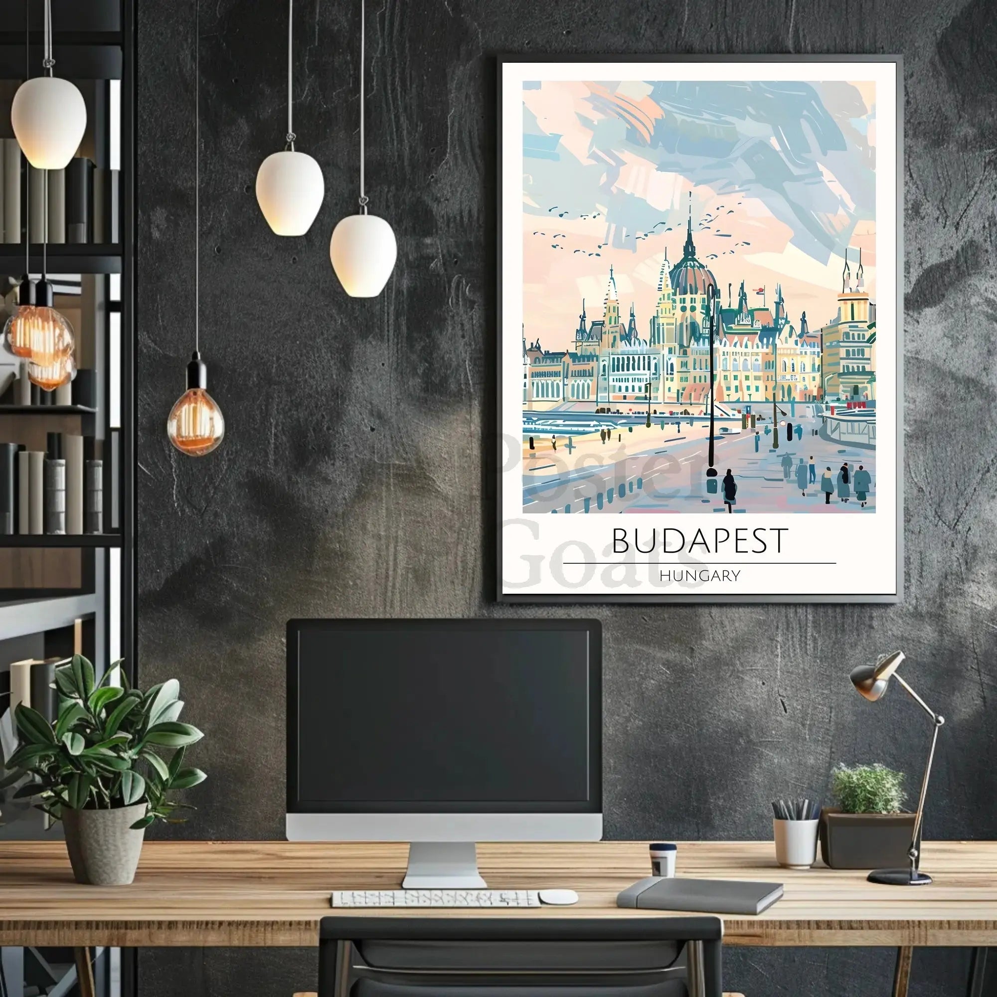 Budapest Architectural Skyline Travel Poster PosterGoat