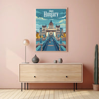Budapest Parliament Artistic Travel Illustration Urban or Cityscape Poster PosterGoat
