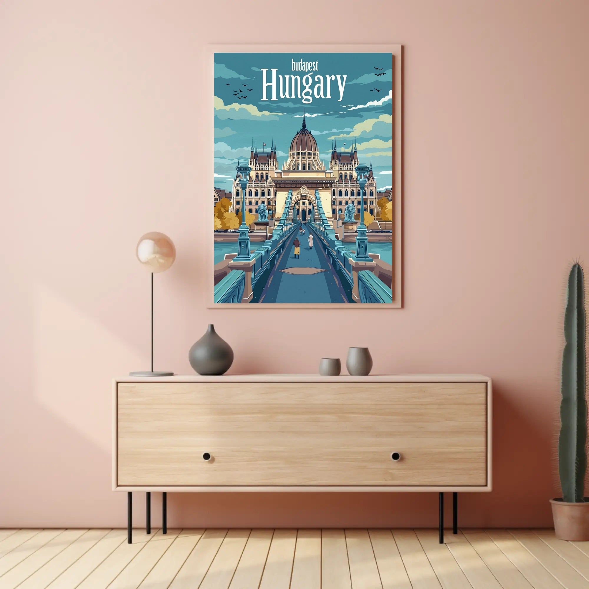 Budapest Parliament Artistic Travel Illustration Urban or Cityscape Poster PosterGoat