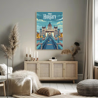 Budapest Parliament Artistic Travel Illustration Urban or Cityscape Poster PosterGoat