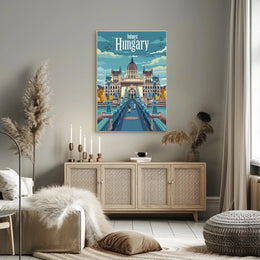 Budapest Parliament Artistic Travel Illustration Urban or Cityscape Poster PosterGoat