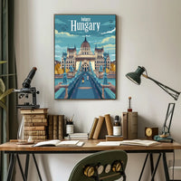 Budapest Parliament Artistic Travel Illustration Urban or Cityscape Poster PosterGoat