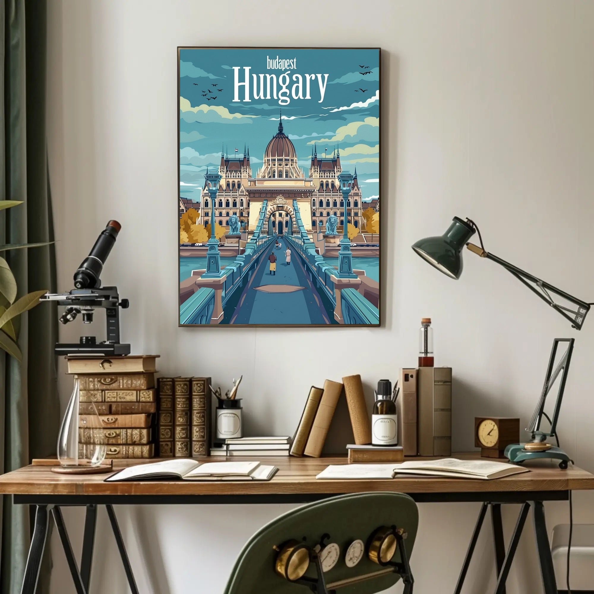 Budapest Parliament Artistic Travel Illustration Urban or Cityscape Poster PosterGoat