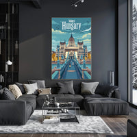 Budapest Parliament Artistic Travel Illustration Urban or Cityscape Poster PosterGoat