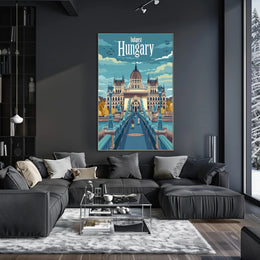 Budapest Parliament Artistic Travel Illustration Urban or Cityscape Poster PosterGoat