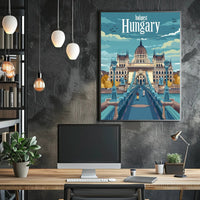 Budapest Parliament Artistic Travel Illustration Urban or Cityscape Poster PosterGoat