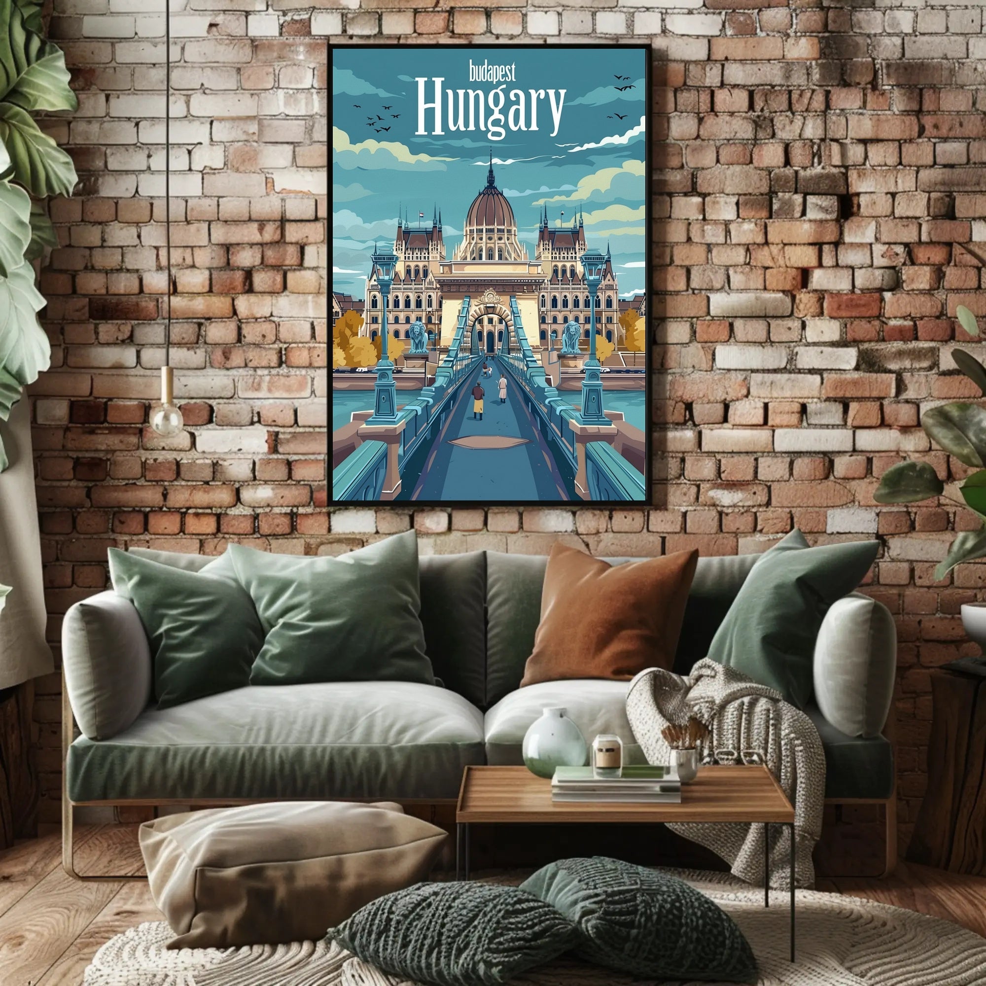 Budapest Parliament Artistic Travel Illustration Urban or Cityscape Poster PosterGoat