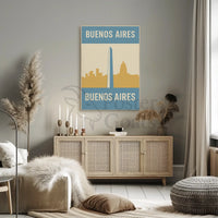 Buenos Aires Iconic Landmarks Retro Travel Poster PosterGoat