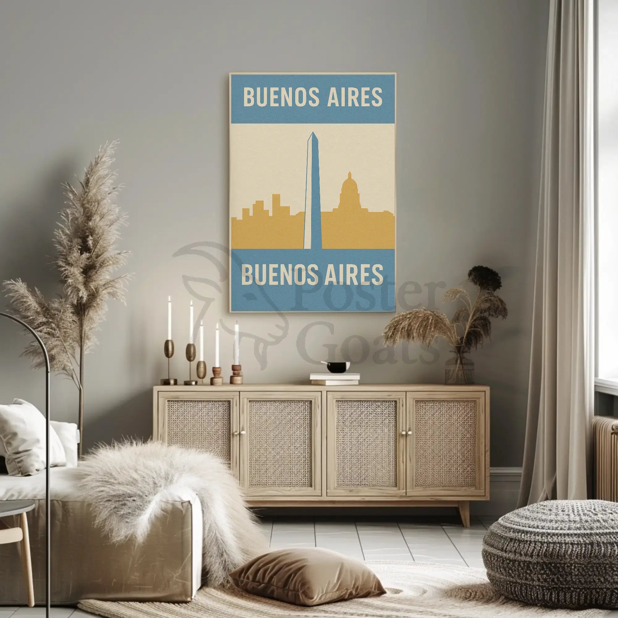 Buenos Aires Iconic Landmarks Retro Travel Poster PosterGoat